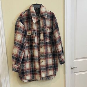 Forever 21 Plaid Jacket - Red, Blue, Cream